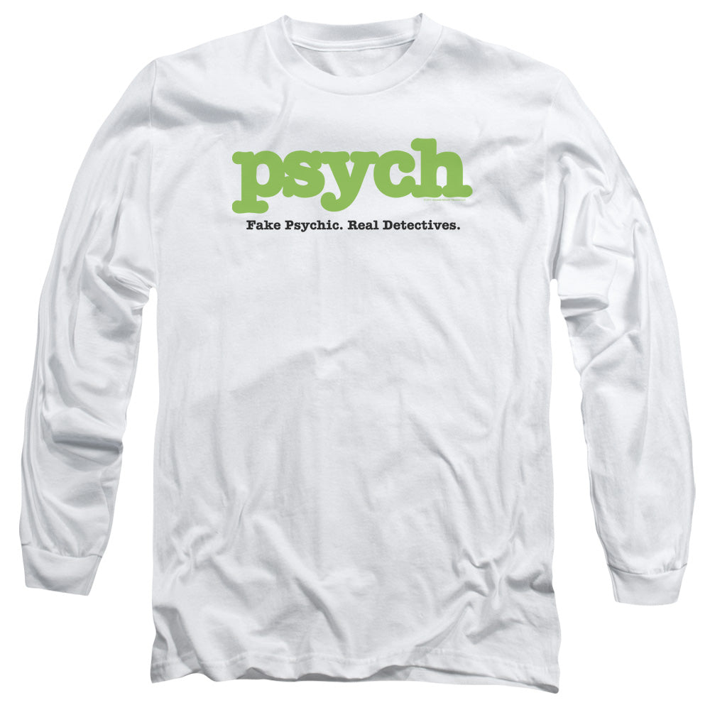 Psych Title Mens Long Sleeve Shirt White