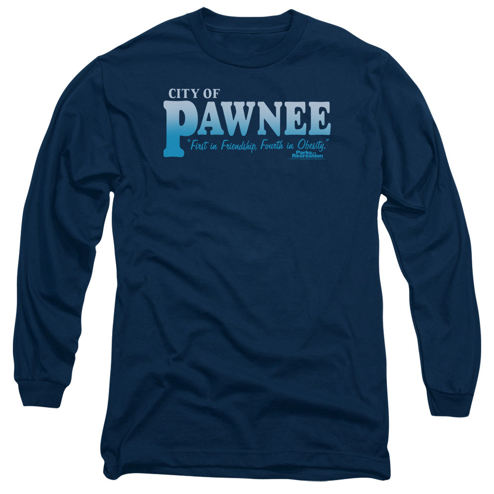 Parks And Rec Pawnee Mens Long Sleeve Shirt Navy