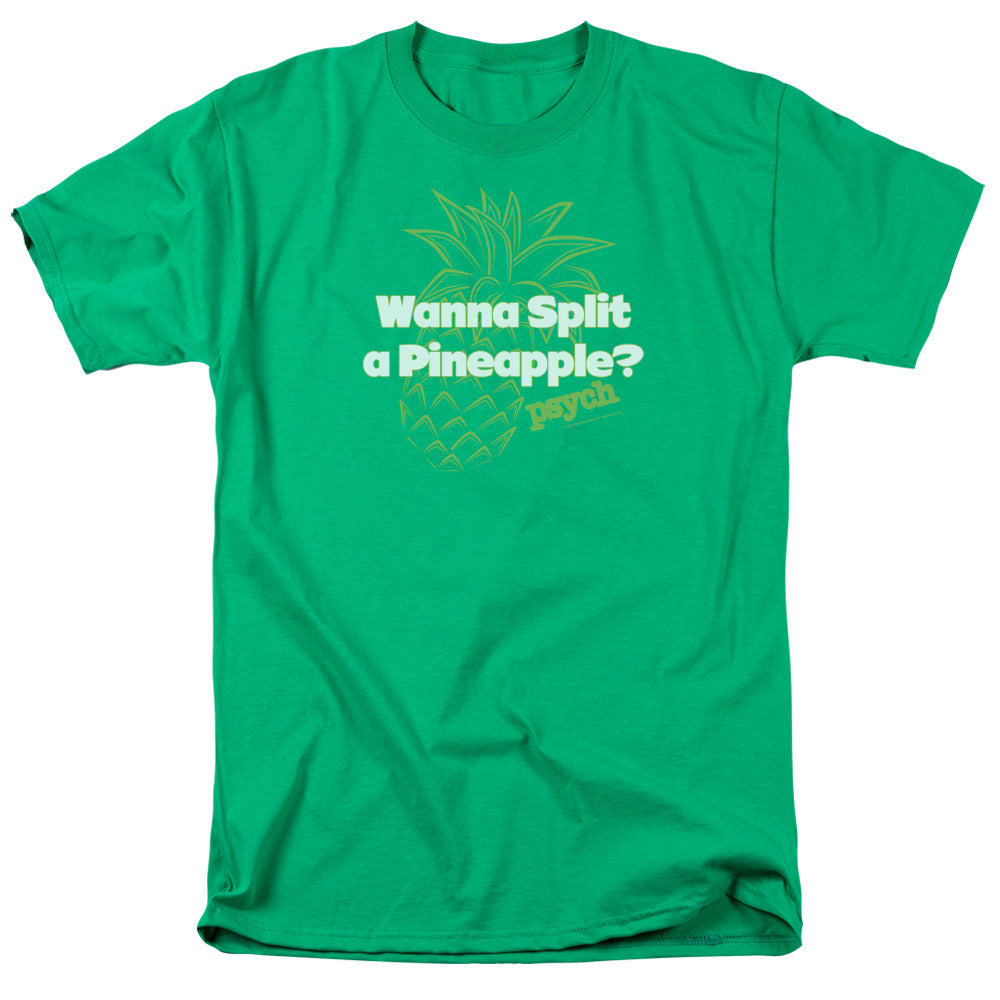 Psych Pineapple Split Mens T Shirt Kelly Green
