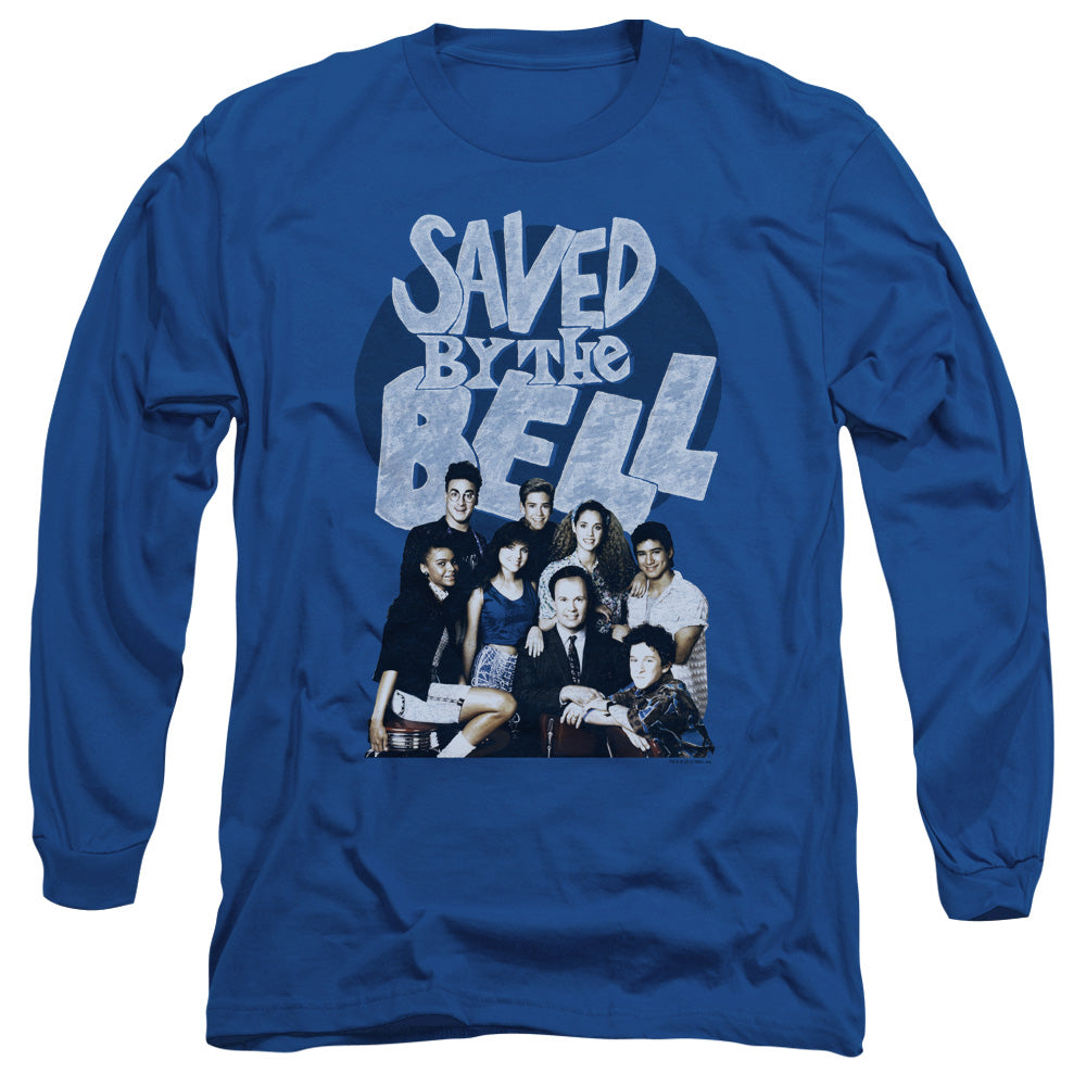 Saved By The Bell Retro Cast Mens Long Sleeve Shirt Royal Blue