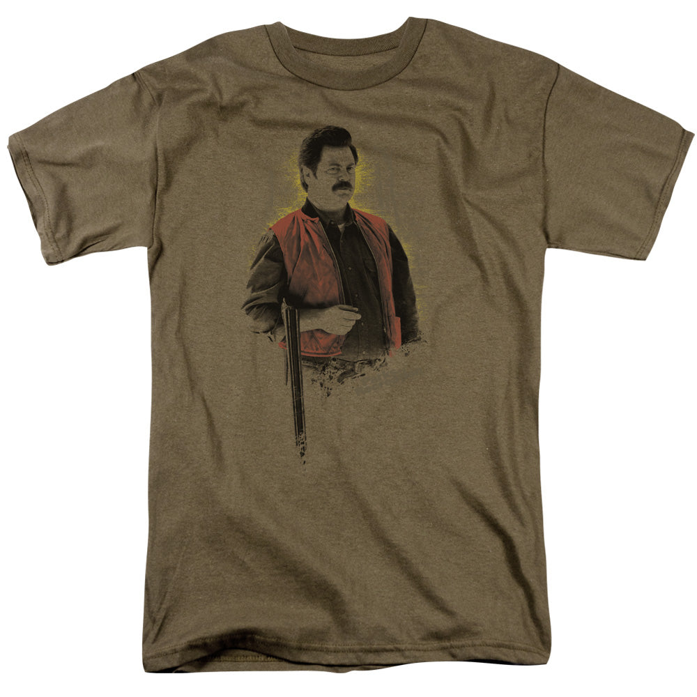 Parks And Rec To The Hunt Mens T Shirt Safari Green