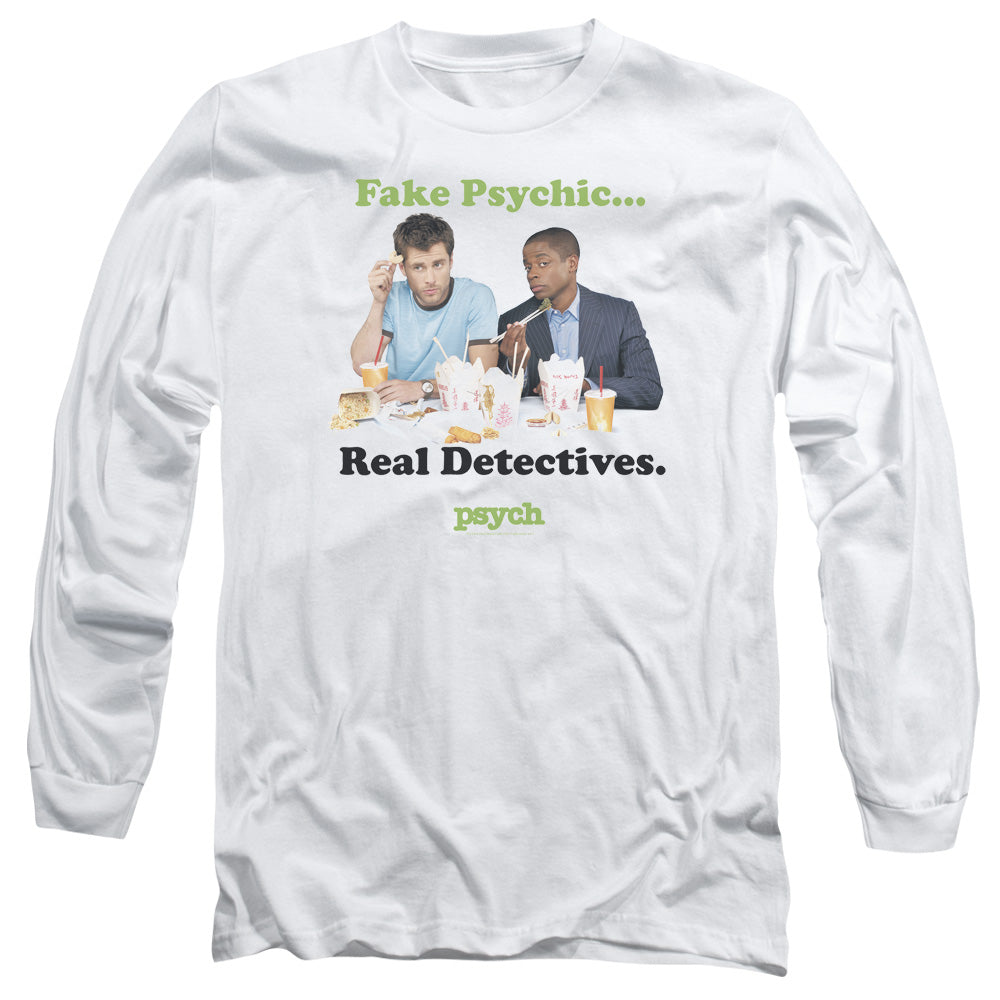 Psych Take Out Mens Long Sleeve Shirt White