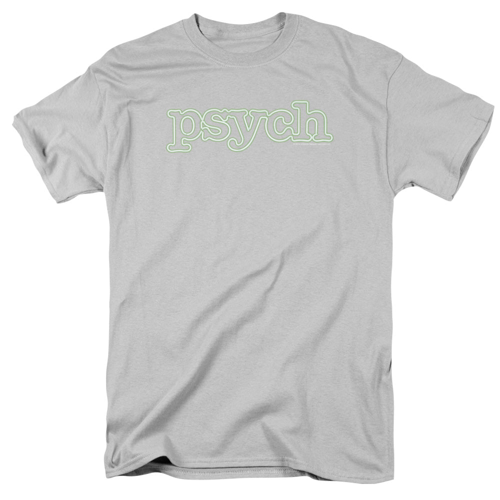 Psych Neon Sign Mens T Shirt Silver