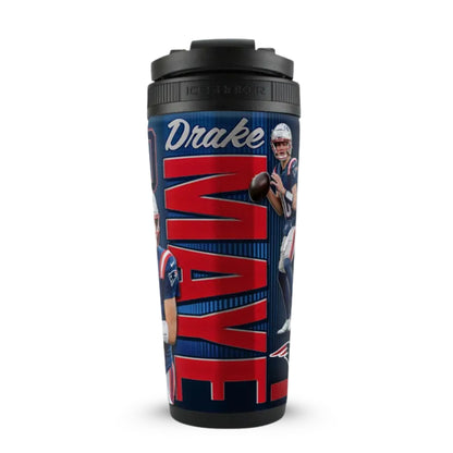 Official Drake Maye New England Patriots 4D 26oz Ice Shaker Cup Officially Licensed