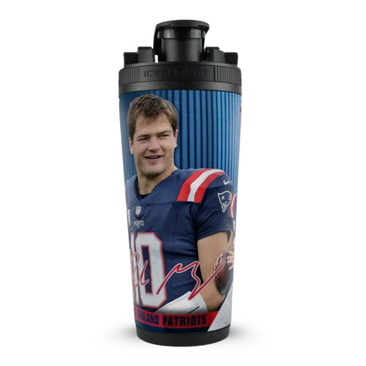Official Drake Maye New England Patriots 4D 26oz Ice Shaker Cup Officially Licensed