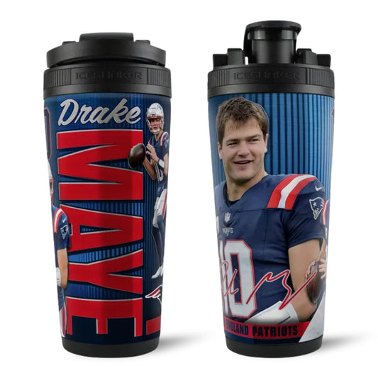 Official Drake Maye New England Patriots 4D 26oz Ice Shaker Cup Officially Licensed