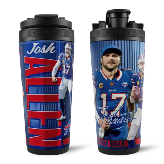 Official Josh Allen Buffalo Bills 4D 26oz Ice Shaker Cup Officially Licensed
