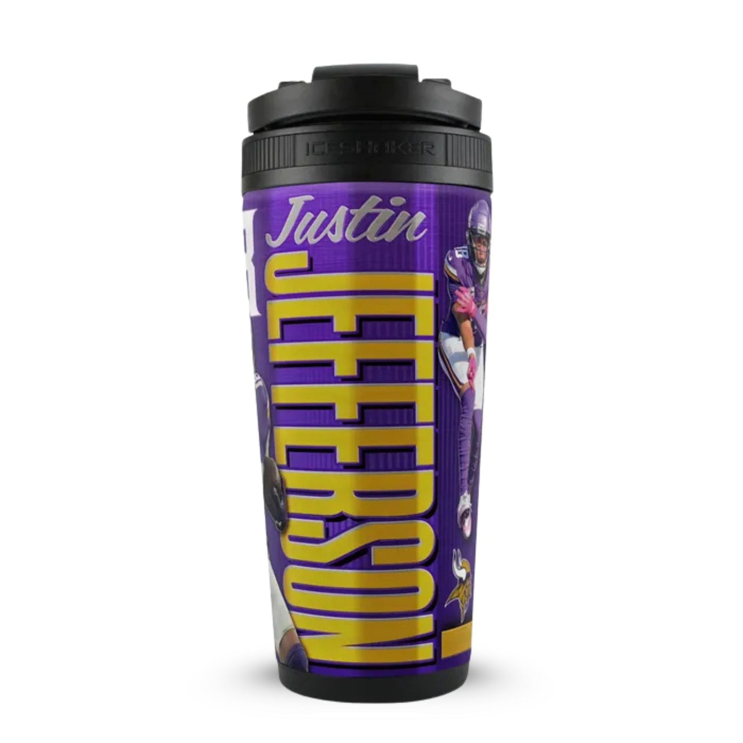 Official Justin Jefferson Minnesota Vikings 4D 26oz Ice Shaker Cup Officially Licensed