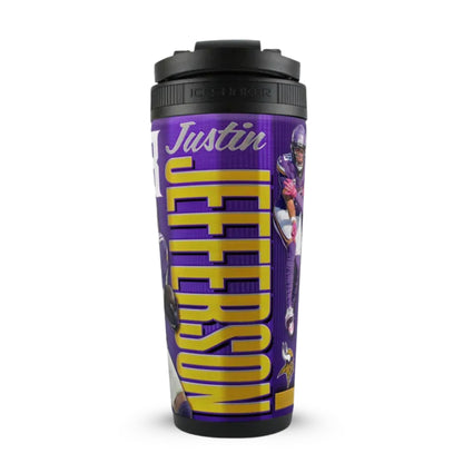 Official Justin Jefferson Minnesota Vikings 4D 26oz Ice Shaker Cup Officially Licensed