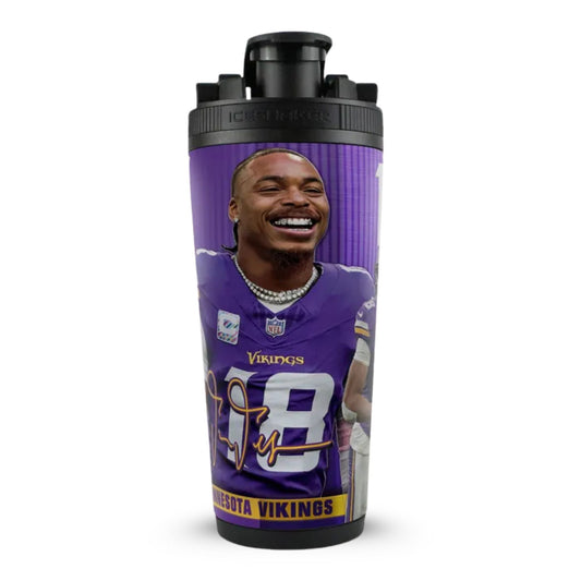 Official Justin Jefferson Minnesota Vikings 4D 26oz Ice Shaker Cup Officially Licensed