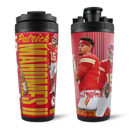 Official Patrick Mahomes Kansas City Chiefs 4D 26oz Ice Shaker Cup Officially Licensed