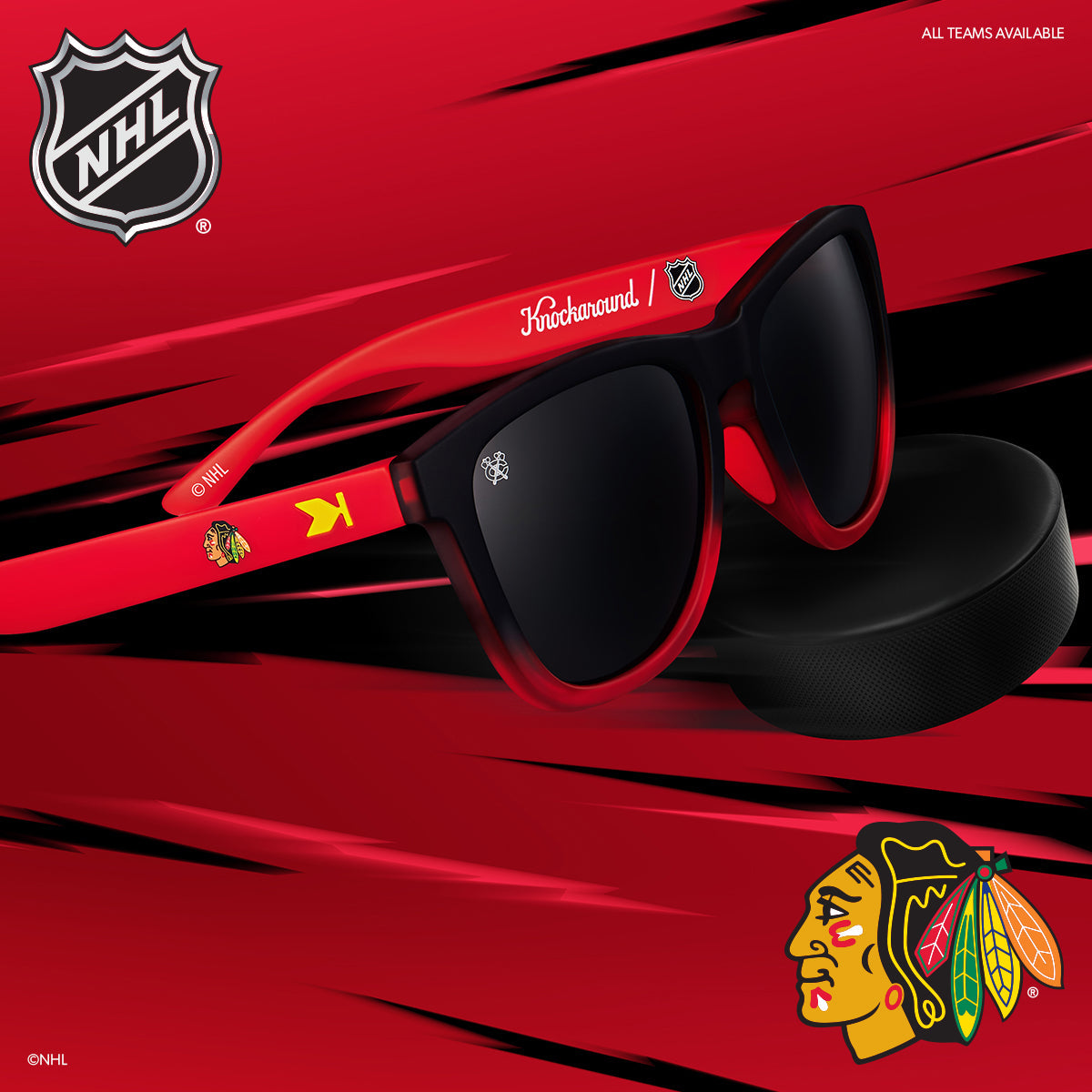 Chicago Blackhawks Officially Licensed Knockaround Sunglasses