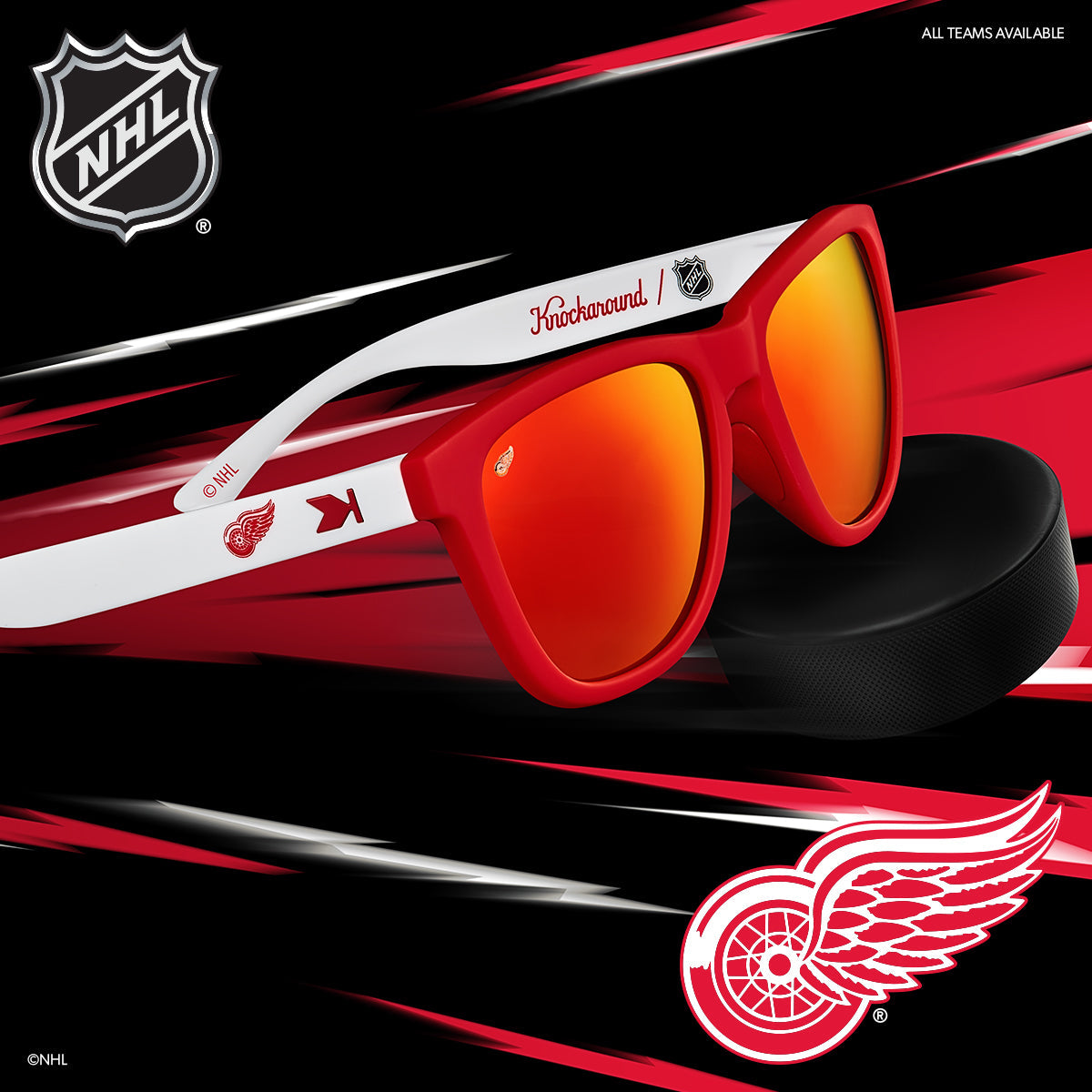 Detroit Red Wings Officially Licensed Knockaround Sunglasses