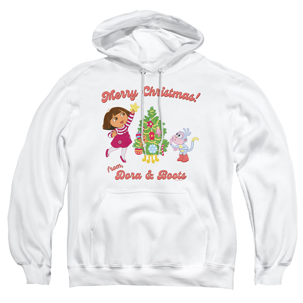 Dora The Explorer Happy Holidays From Dora And Boots Mens Hoodie White