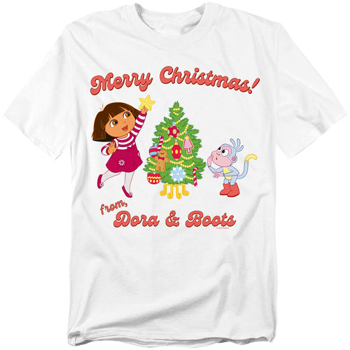 Dora The Explorer Happy Holidays From Dora And Boots Mens T Shirt White