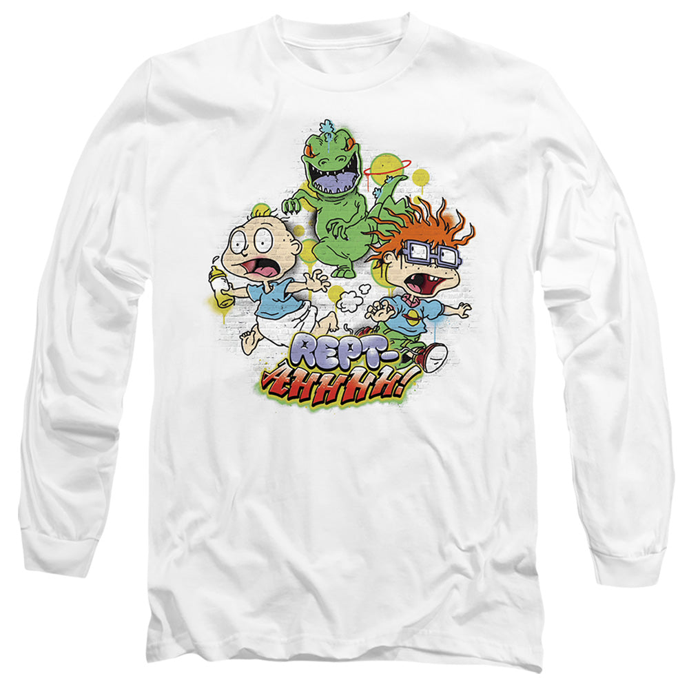 Rugrats Tommy And Chucky Rept-Ahhhhh! Mens Long Sleeve Shirt White Officially Licensed