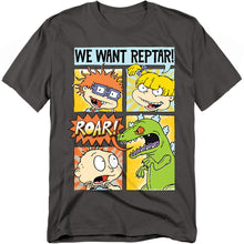 Load image into Gallery viewer, Rugrats We Want Reptar! Comic Mens T Shirt Charcoal
