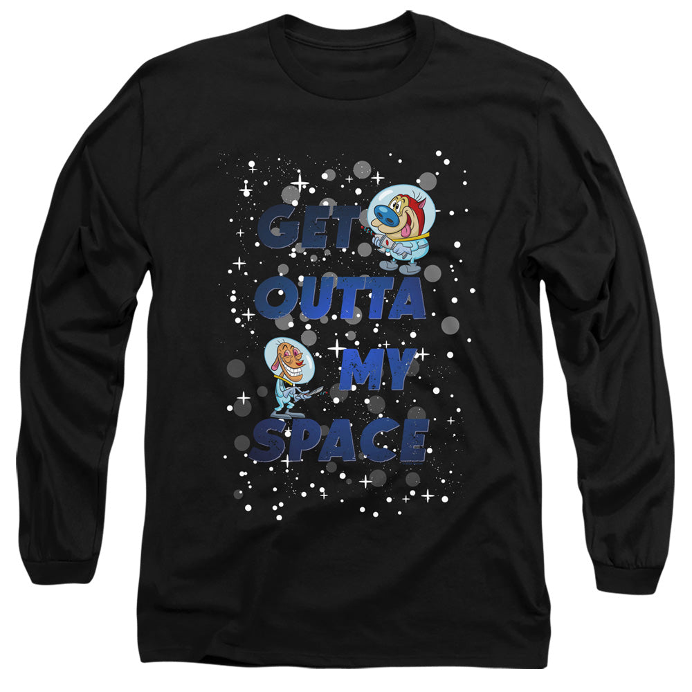 Ren And Stimpy Get Outta My Space Mens Long Sleeve Shirt Black