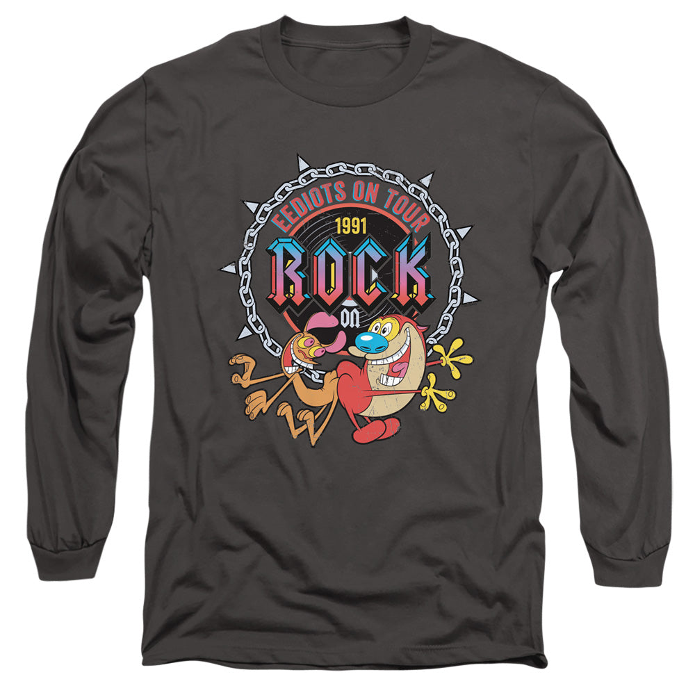 Ren And Stimpy Eediots On Tour Mens Long Sleeve Shirt Charcoal