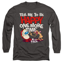 Load image into Gallery viewer, Ren And Stimpy Tell Me To Be Happy Mens Long Sleeve Shirt Charcoal
