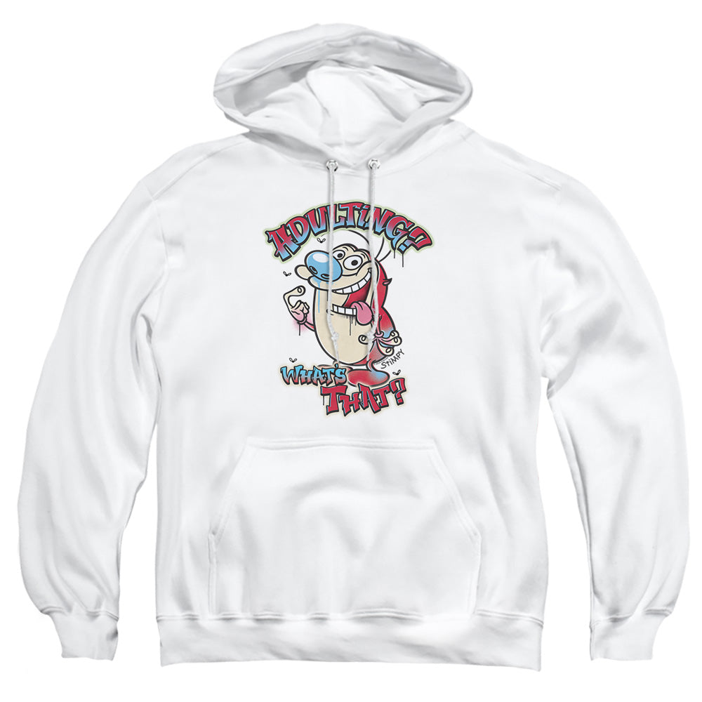 Ren And Stimpy Adulting Whatƒ??S That? Mens Hoodie White