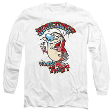 Load image into Gallery viewer, Ren And Stimpy Adulting Whats That? Mens Long Sleeve Shirt White
