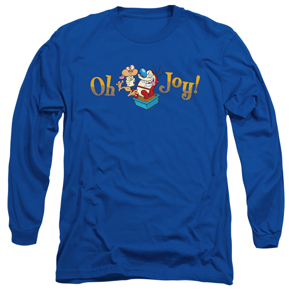 Ren And Stimpy Oh Joy Mens Long Sleeve Shirt Royal Blue