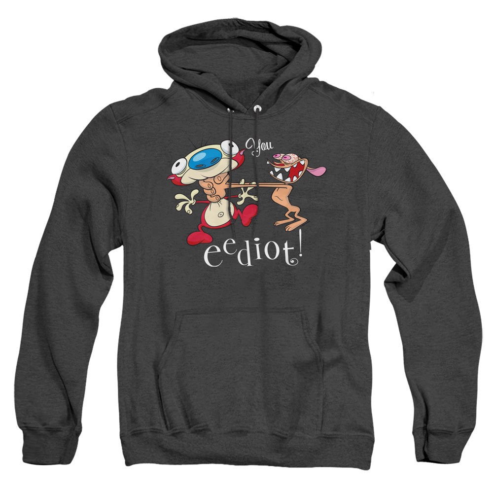 Ren And Stimpy You Eediot Heather Mens Hoodie Black