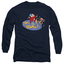 Load image into Gallery viewer, Ren And Stimpy You Filthy Worm! Mens Long Sleeve Shirt Navy
