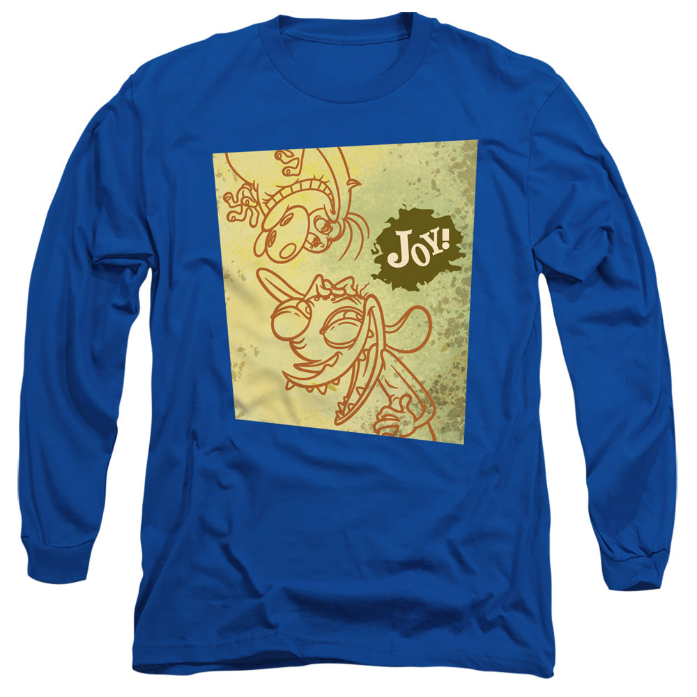 Ren And Stimpy Joy! Mens Long Sleeve Shirt Royal Blue
