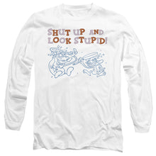 Load image into Gallery viewer, Ren And Stimpy Shut Up And Look Stupid! Mens Long Sleeve Shirt White
