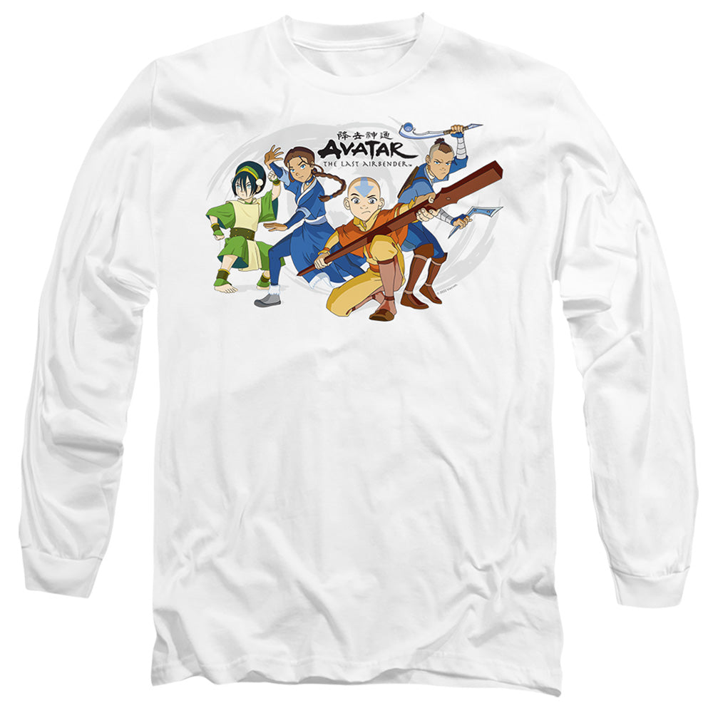 Avatar The Last Airbender Avatars Group Mens Long Sleeve Shirt White