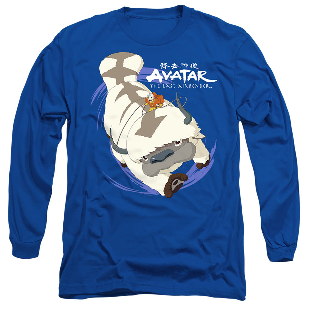 Avatar The Last Airbender Appa In Flight Mens Long Sleeve Shirt Royal