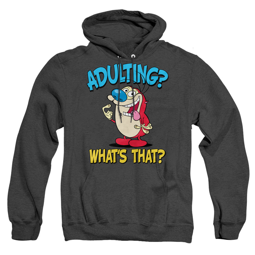 Ren And Stimpy Adulting 2 Heather Mens Hoodie Black