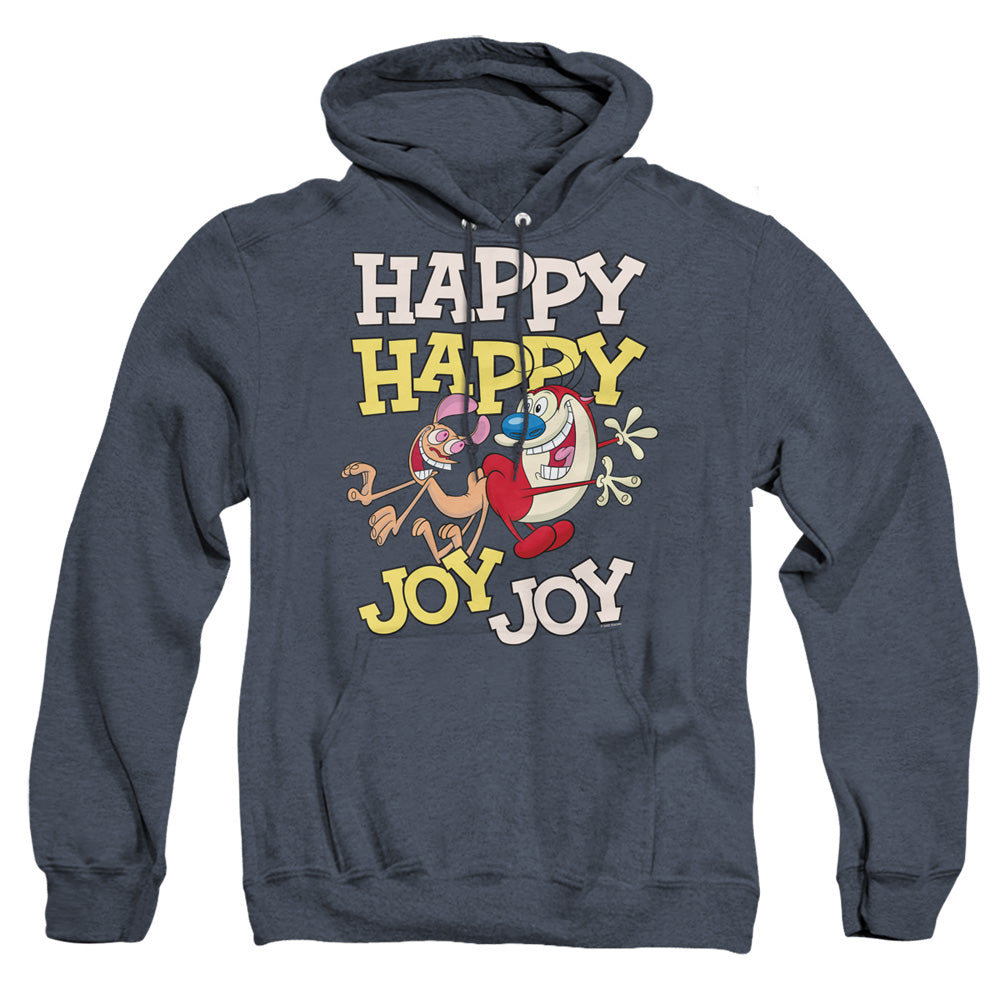Ren And Stimpy Happy Happy Joy Joy Heather Mens Hoodie Navy