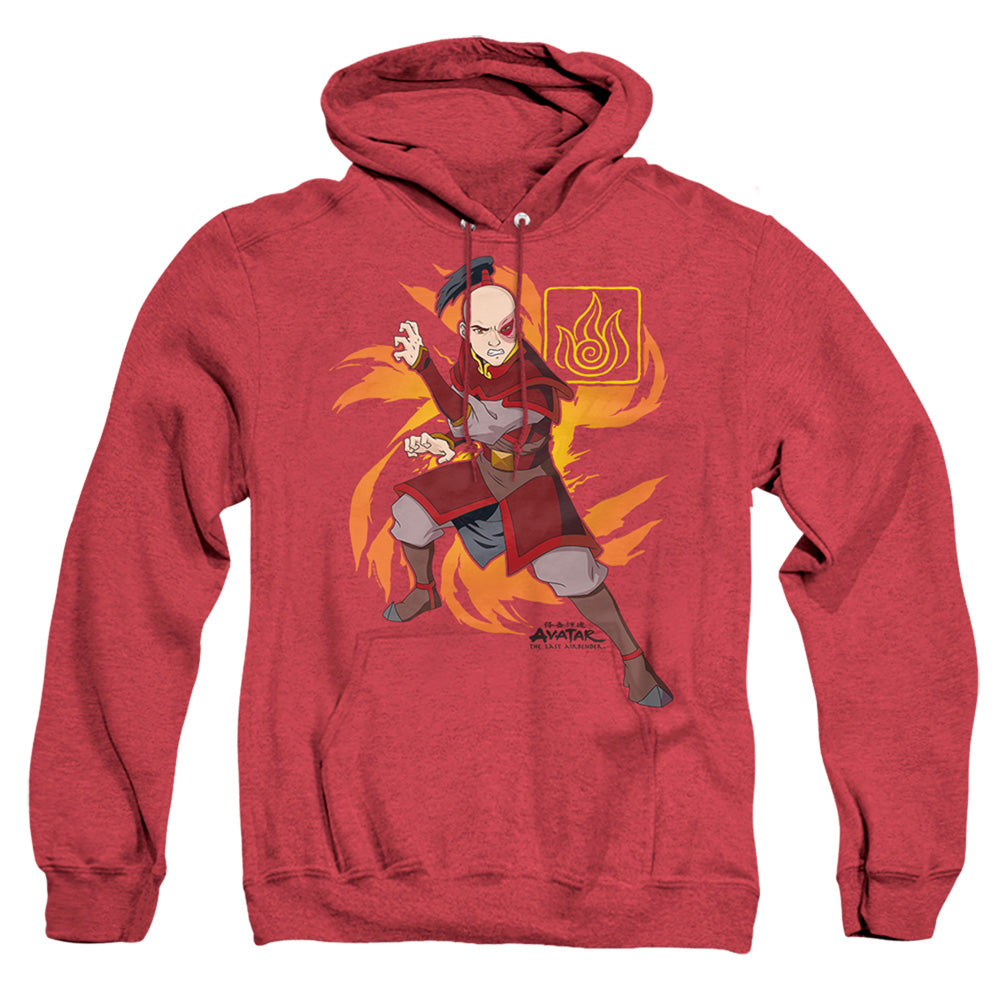 Avatar The Last Airbender Zuko Flame Burst Heather Mens Hoodie Red