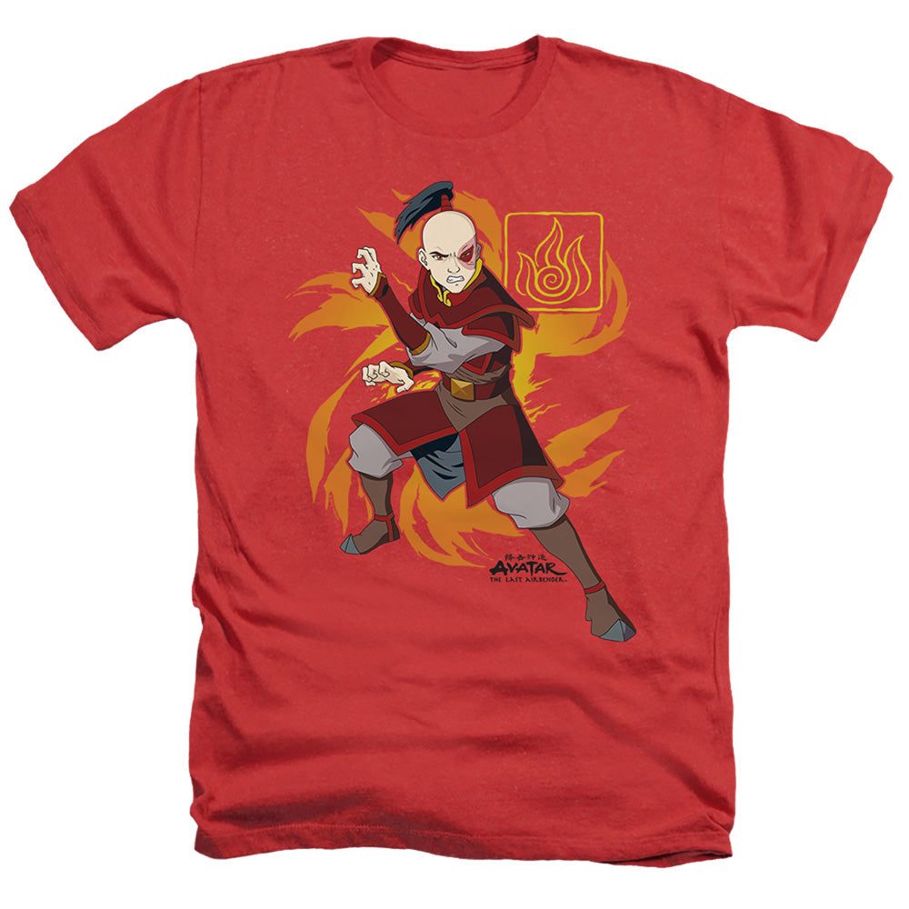 Avatar The Last Airbender Zuko Flame Burst Heather Mens T Shirt Red