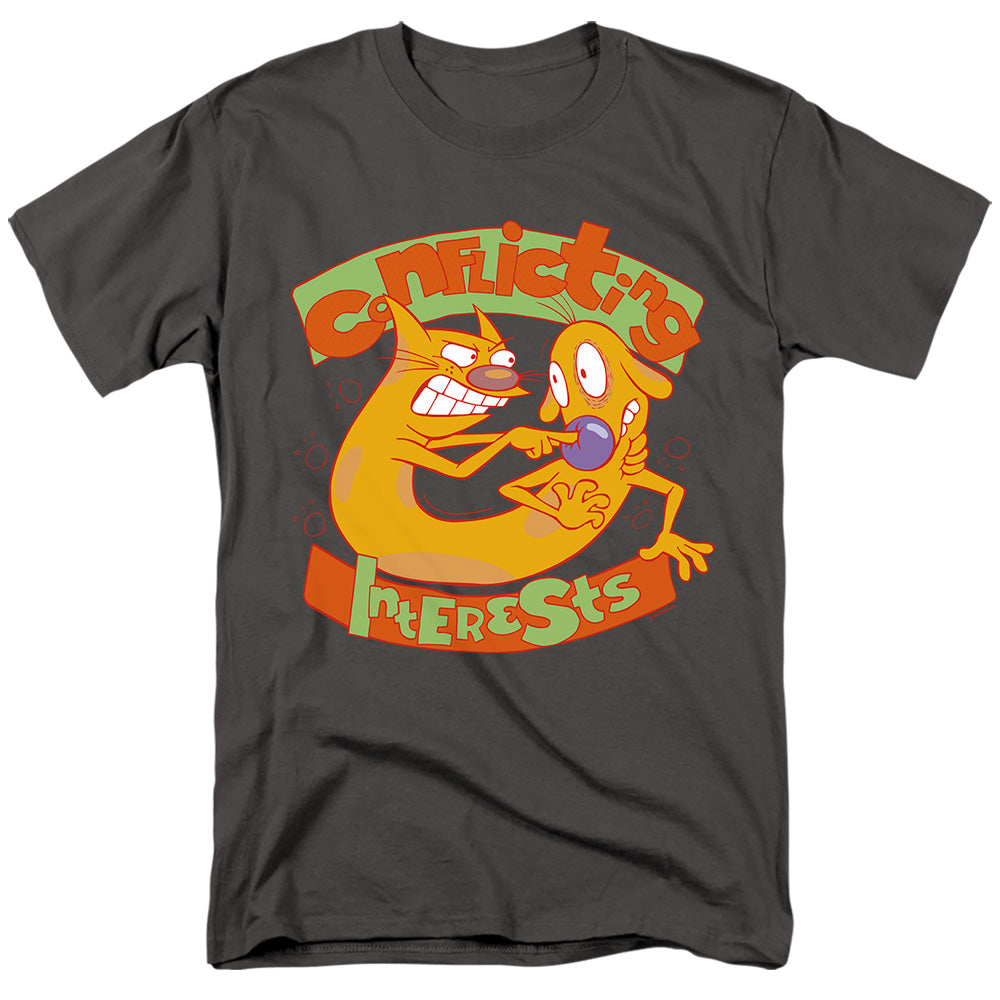 Catdog Conflicting Interests Mens T Shirt Charcoal