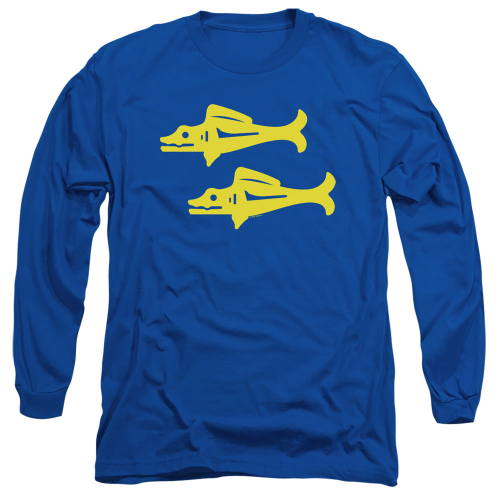 Legends Of The Hidden Temple Blue Barracudas Mens Long Sleeve Shirt Royal Officially Licensed