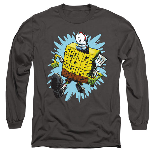 Spongebob Letter Spongebob Mens Long Sleeve Shirt Charcoal Officially Licensed