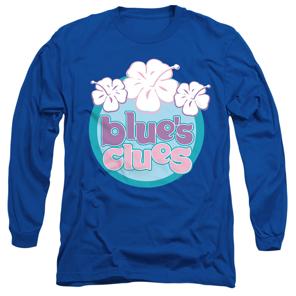 Blues Clues (Classic) Hawaiian Flowers Mens Long Sleeve Shirt Royal Blue