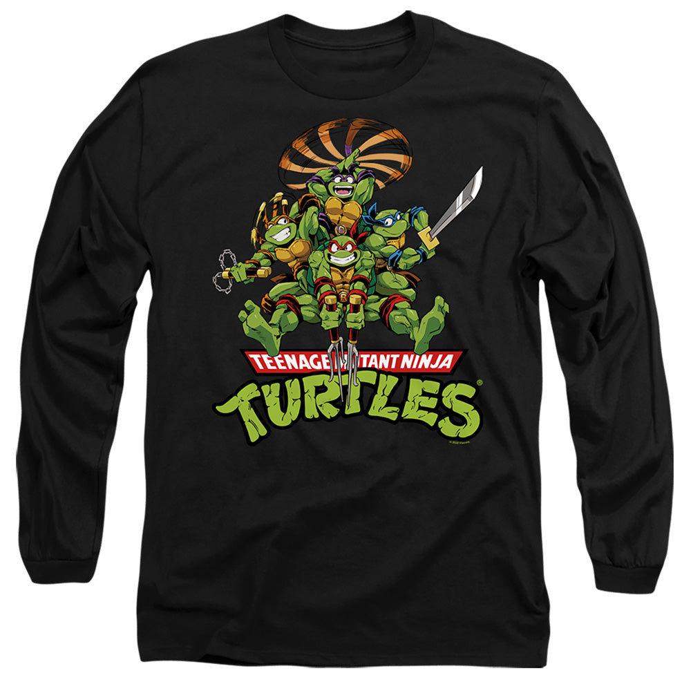 Tmnt Manga Turtles Mens Long Sleeve Shirt Black Officially Licensed