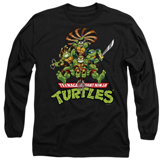 Tmnt Manga Turtles Mens Long Sleeve Shirt Black Officially Licensed
