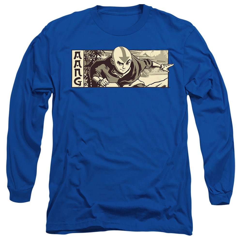 Avatar The Last Airbender Illustrated Aang Mens Long Sleeve Shirt Royal Blue