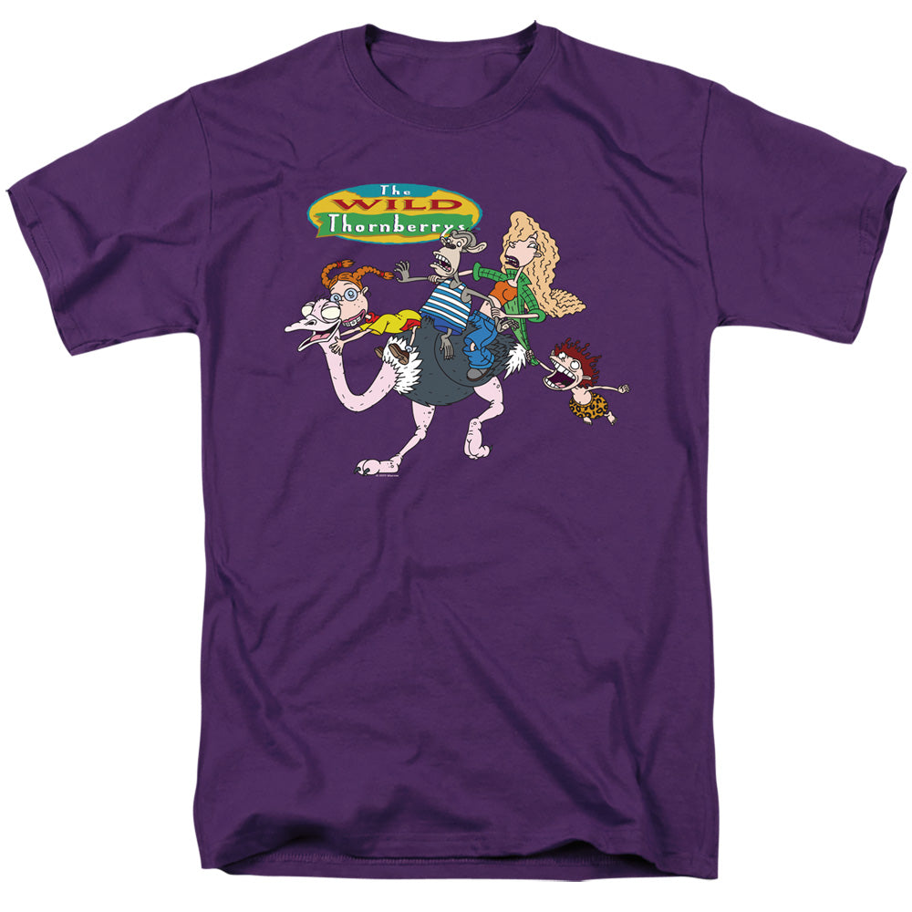 Wild Thornberrys Runaway Ostrich Mens T Shirt Purple