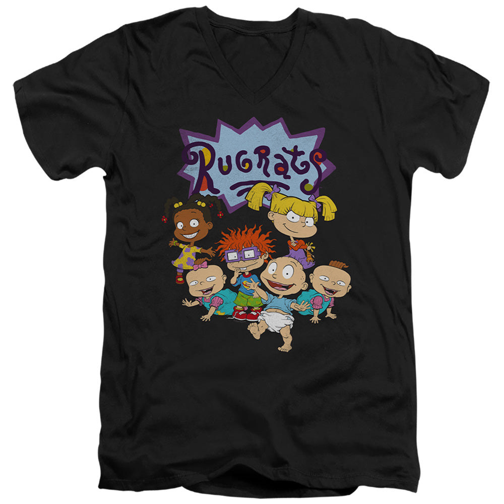 Rugrats Rugrats Group Mens Slim Fit V-Neck T Shirt Black