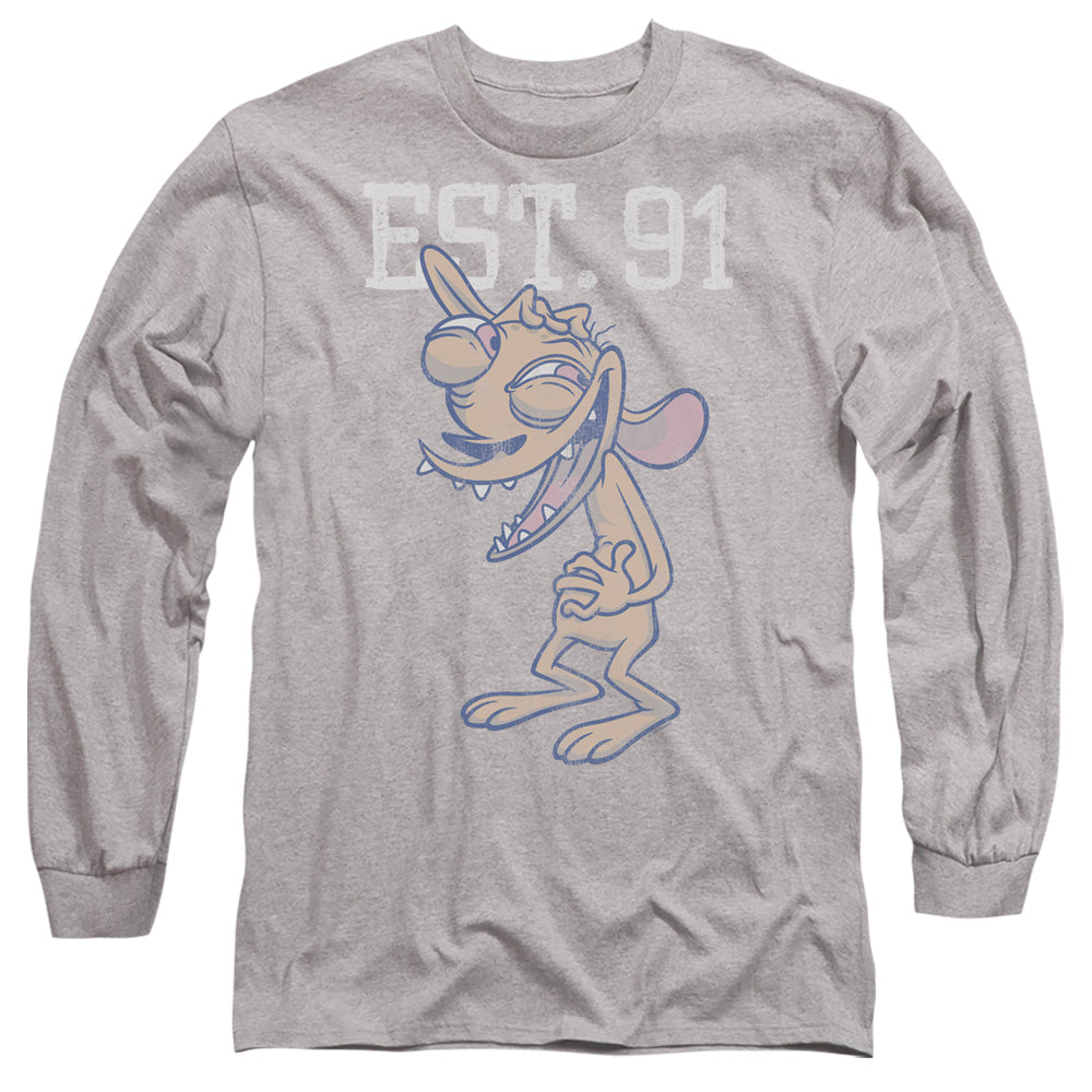Ren And Stimpy Ren Est Mens Long Sleeve Shirt Athletic Heather