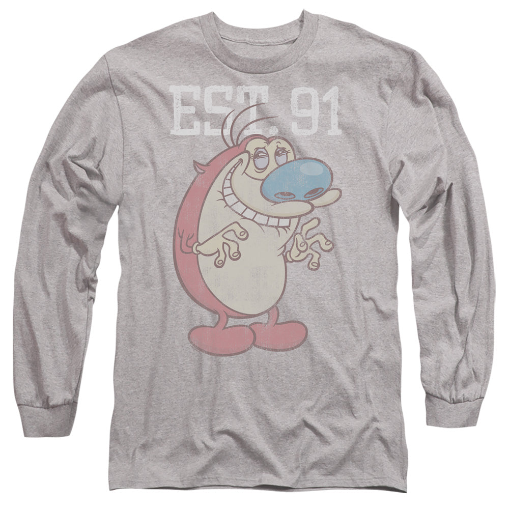 Ren And Stimpy Stimpy Est Mens Long Sleeve Shirt Athletic Heather