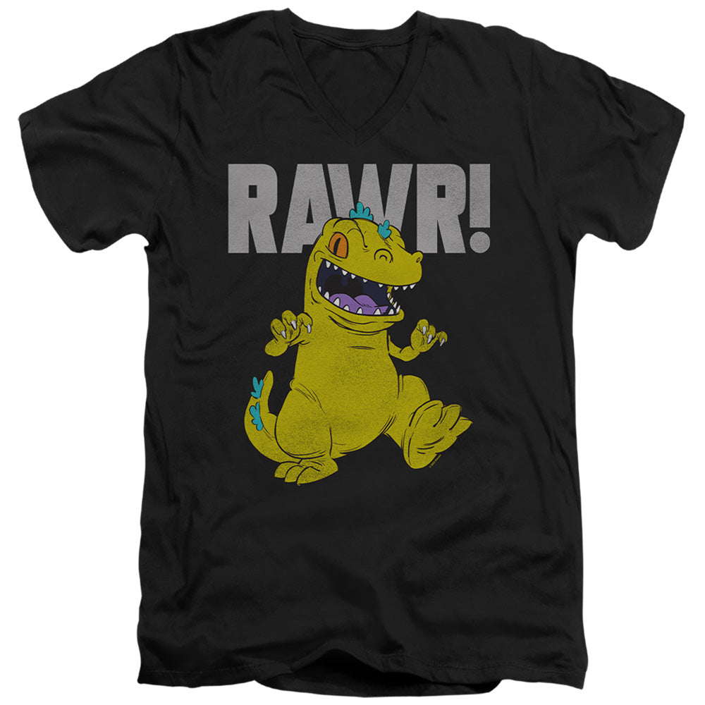 Rugrats Reptar Mens Slim Fit V-Neck T Shirt Black