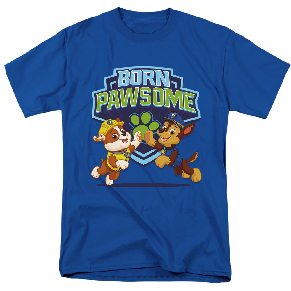 Paw Patrol Born Pawsome Mens T Shirt Royal Blue